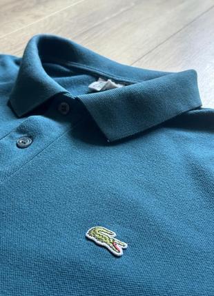 Бавовняне поло lacoste колір синій однотонне