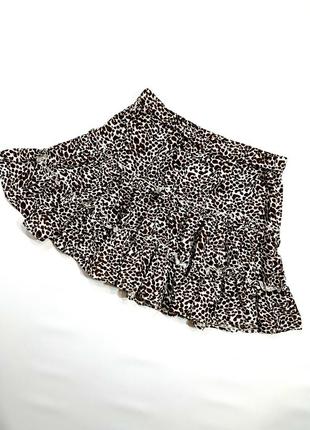 Трендовая юбка/юбка легкая/пишная леопардовая женская короткая с рюшами shein