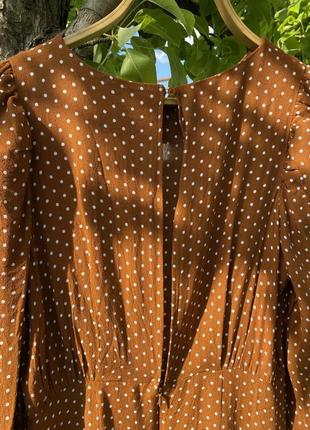 Короткое мини коричневое платье в горох h&m5 фото