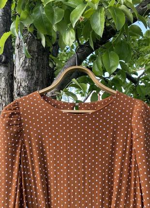 Короткое мини коричневое платье в горох h&m2 фото