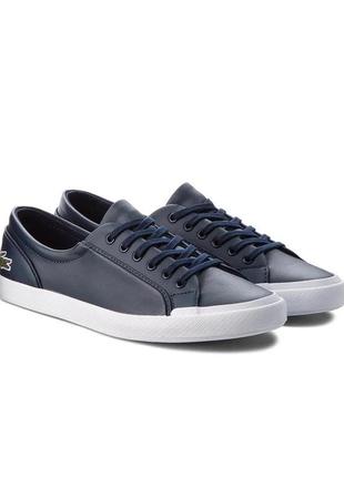 Кожаные кеды lacoste, кроссовки lancelle bl 1 spw 7-32spw0135003 cиний