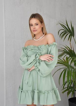 Муслінова міні сукня з куліскою