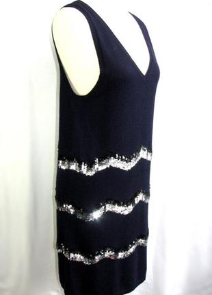 Шерстяная синяя туника платье с шерстью бренда maje