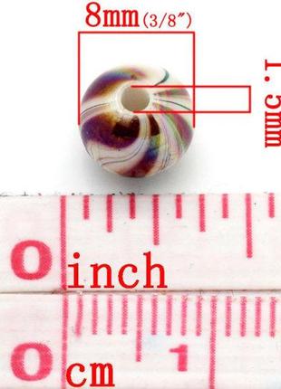 Намистини пластикові finding круглі смугасті 8 мм різні кольори упаковка 10 шт3 фото