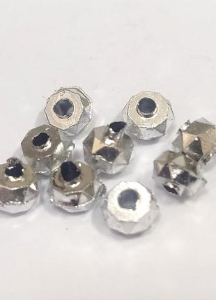Бусины пластиковые finding рондели разделители серебристые 6 мм х 4 мм