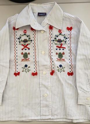 Amore италия  детская рубашка вышиванка девочке 3-4г 98-104см
