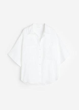 H&amp;m женская рубашка, 100% лён, короткий рукав.