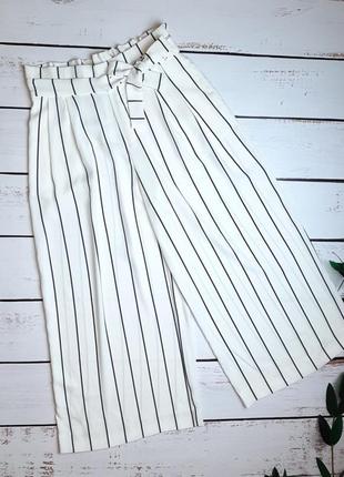 1+1=3 шикарные белые свободные кюлоты брюки высокая посадка zara, размер 44 - 46