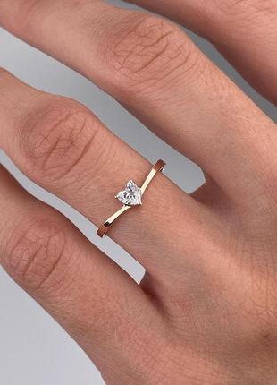 🇺🇦 кольцо срібло 925° золото 375° пластини, вставка куб.цирконії , для заручин сердечко 1404.50