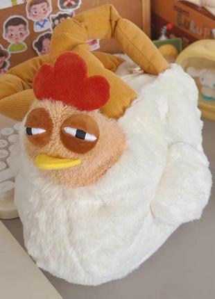Мягкая игрушка плюшевая курица-сумка 30см funny chicken plush bag, velice