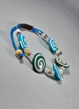 Браслет "этника" натуральный оникс и костные бусины