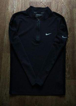 Чёрное мужское спортивное термо олимпийка рашгард худи свитшот футболка nike pro combat размер s-m