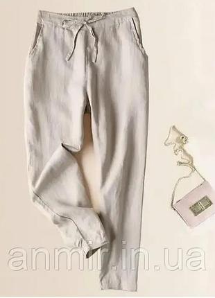 Льняные брюки h&amp;m джоггеры брюки на резинке