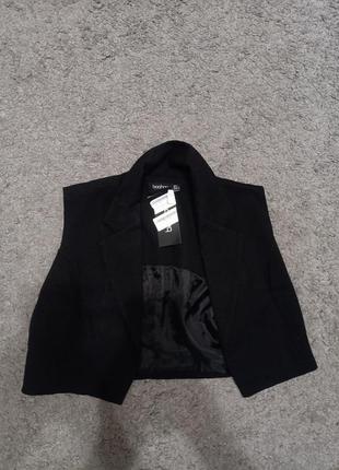 Чорний вкорочений жилет піджак3 фото