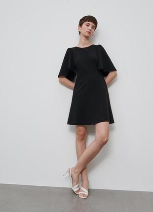 Платье черного цвета с объемными рукавами, reserved, польша