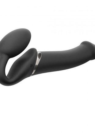 Безрем'яний страпон із вібрацією strap-on-me vibrating black l