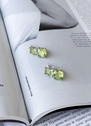 Серебряные серьги высокогокачества с хризолітом 6.35ct (2157526)