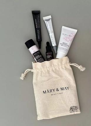 Набор миниатюр увлажняющей косметики с ежевикой mary & may intense moisture care travel kit