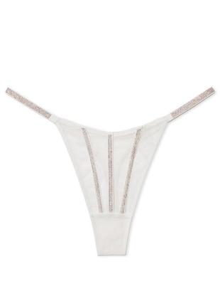 Трусики victoria’s secret very sexy sheer shine thong оригинал белые стринги стразы камушки сетка
