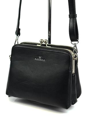 Міні сумка клатч alex&mia чорна жіноча маленька красива через плече на три відділення