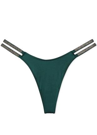Трусики victoria’s secret very sexy shine thong оригінал зелені стрингі стрази смарагдові