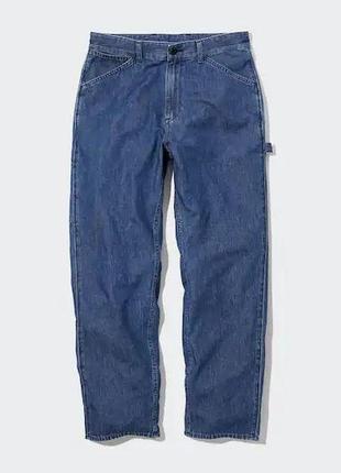 Классные широкие джинсы uniqlo. облегченная ткань из хлопка и льна.