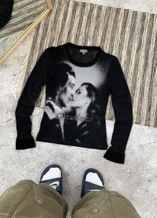 Vintage marc aurel casablanca longsleeve винтаж женский лонгслив кофта сеточка черная в стиле y2k размер s1 фото