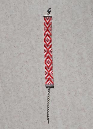 Красный браслет в украинском стиле ручная работа украшения аксессуары на подарок