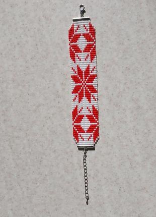 Красный браслет в украинском стиле украшения ручная работа аксессуары 2024