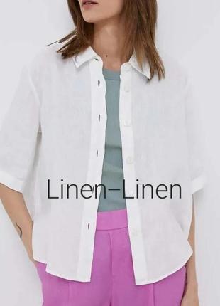 Benetton нова лляна білосніжна рубашка.
100% льон