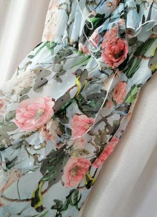 Красива ефектна повітряна сукня шифон на підкладці відкриті плечі волани ефект запаху носити можна в6 фото