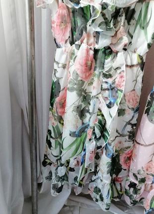 Красива ефектна повітряна сукня шифон на підкладці відкриті плечі волани ефект запаху носити можна в10 фото