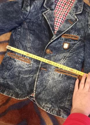 Пиджак жакет джинсовый праздничный нарядный с латками