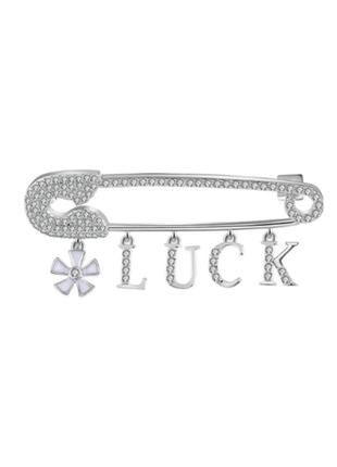 Серебряная брошь в фианитах luck