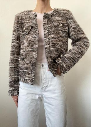 Твідовий піджак брендовий жакет твідовий блейзер з перлинами оверсайз піджак viva...