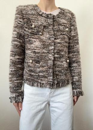 Твідовий піджак брендовий жакет твідовий блейзер з перлинами оверсайз піджак viva...