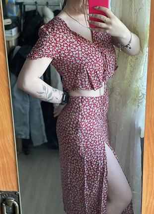 Жіночий літній костюм спідниця та футболка/топ