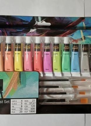 Набір для малювання акрилові фарби і пензлики палітра / комплект для художників