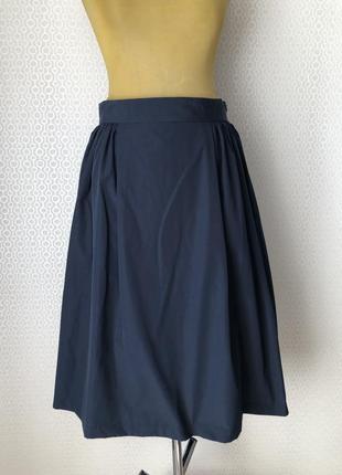 Стильная темно-синяя пышная хлопковая юбка от lindex, размер 44, укр 50-52-54