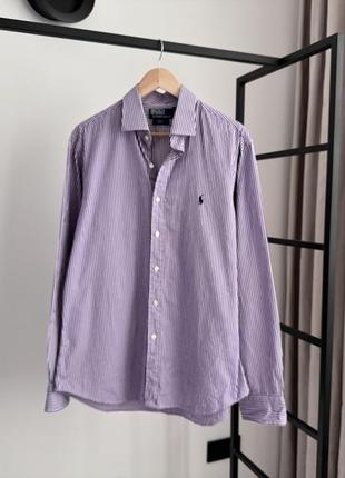 Хлопковая рубашка в полоску polo ralph lauren