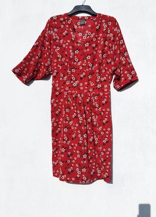 Стильное красное цветочное миди платье ichi