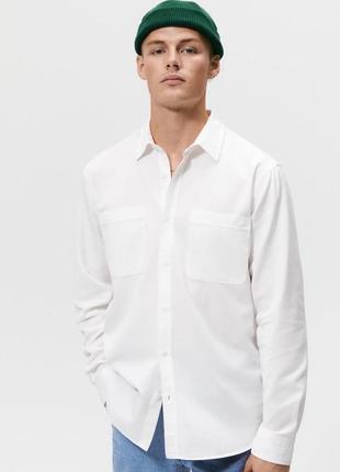 Чоловіча біла сорочка із льону zara/massimo dutti/mango/ralph laurent