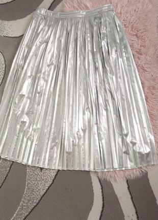 Шикардос юбка плісе спідниця плісирована срібло