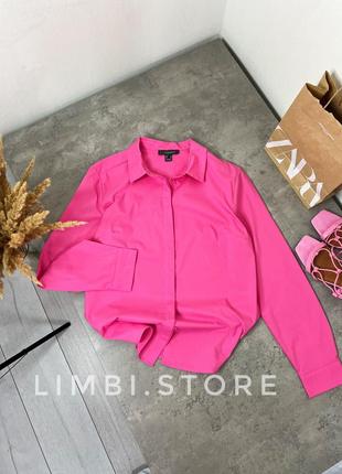 Яркая розовая коттоновая оверсайз рубашка от primark