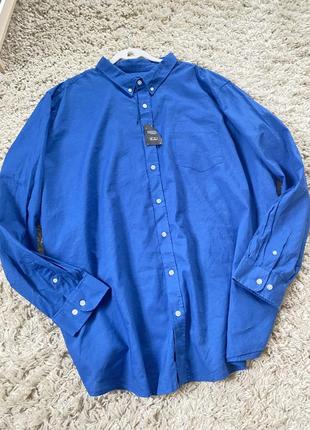 Базовая синяя льняная рубашка батального размера,jacamo,p.4xl-5xl2 фото