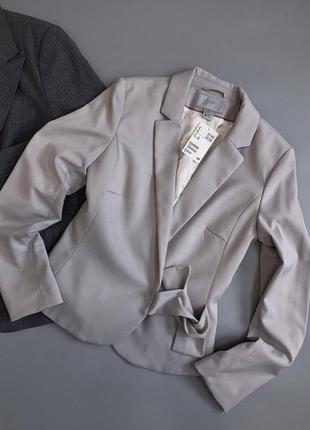 Элегантный серый короткий пиджак h&amp;m в офисном стиле м
