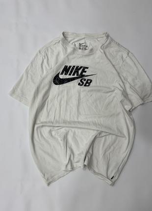 Nike sb базовая футболка найк сб stussy skate rap baggy oversize белая