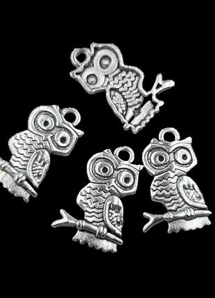 Підвіска finding кулон птах сова античне срібло 12 мм х 22 мм