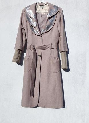 Элегантное шерстяное пальто с поясом millek copenhagen