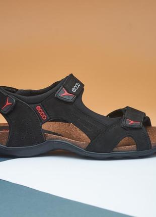 Чоловічі чорні якісні,зручні сандалі на липучках,шкіряні,натуральна шкіра-чоловіче взуття на літо2 фото